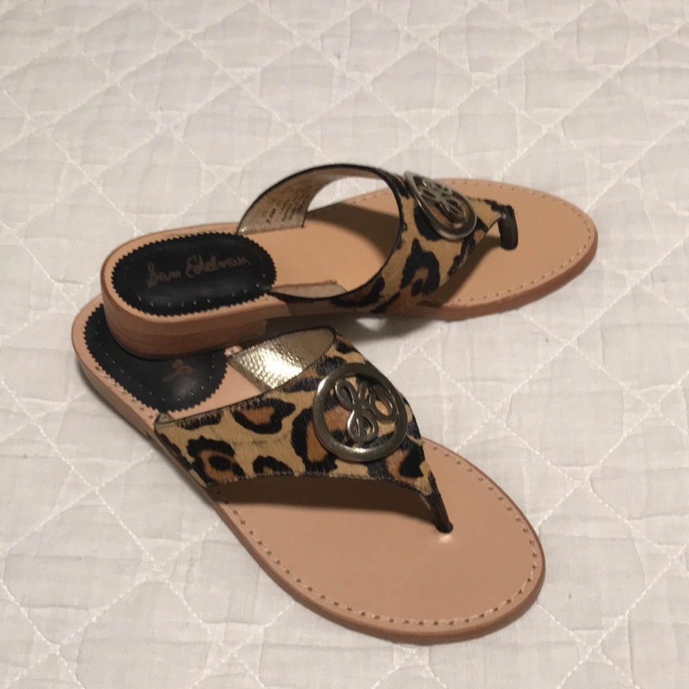 NEW SAM EDELMAN Leopard Pony Hair Sandals